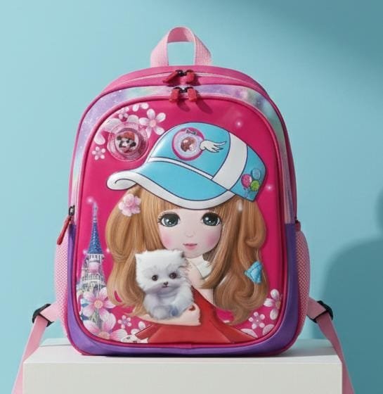 Blonde Hair Baby Girl PU 3D High Quality Play Nursery School Bag